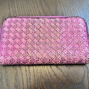 Bottega Veneta Intrecciato Snakeskin Zippy Wallet (Authentic)